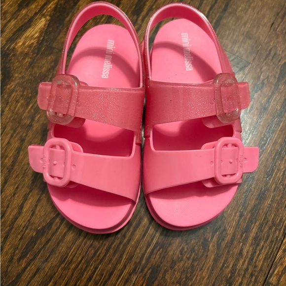 Mini Melissa Glittery Pink Kids Sandals - Picture 1 of 2